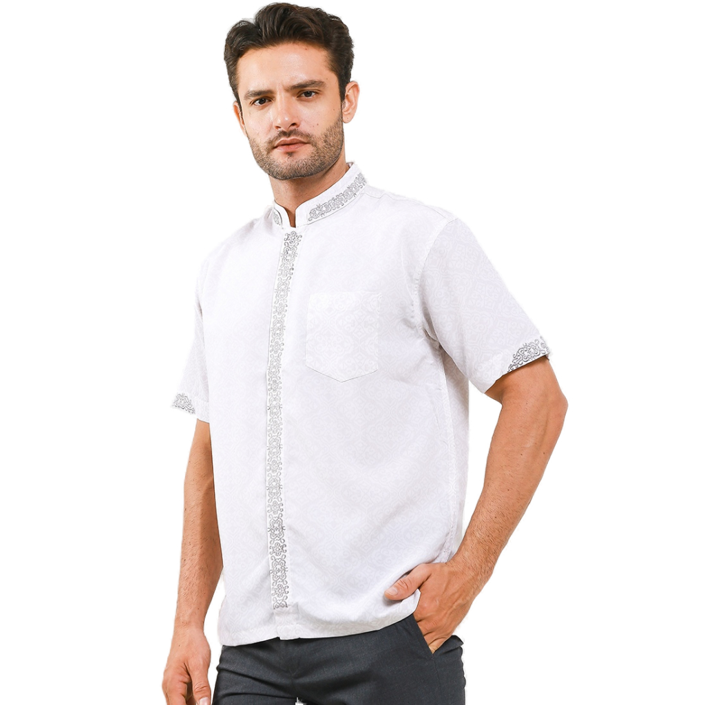 Batik Samsara Kemeja Koko Lengan Pendek Firoz - Putih