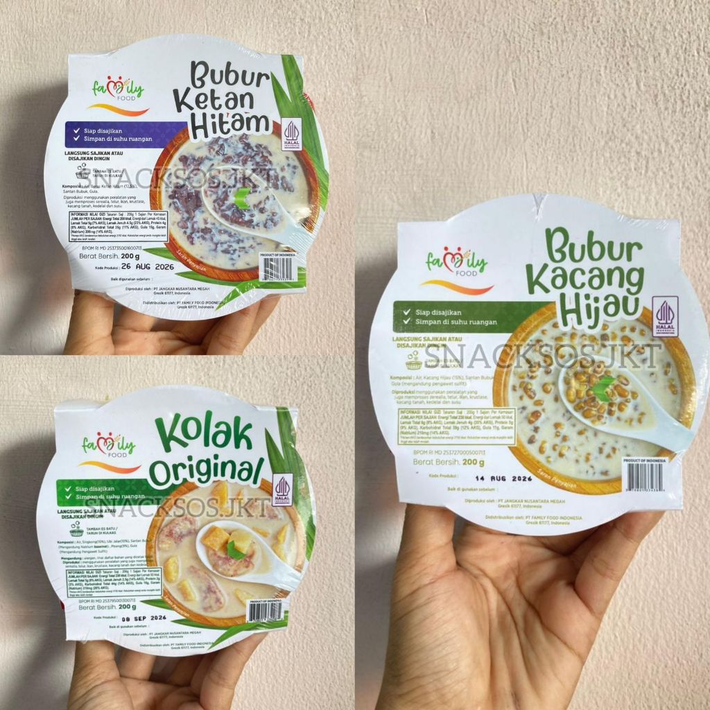 FAMILY FOOD DESSERT BUBUR KACANG HIJAU / BUBUR KETAN HITAM / KOLAK ORIGINAL 200g