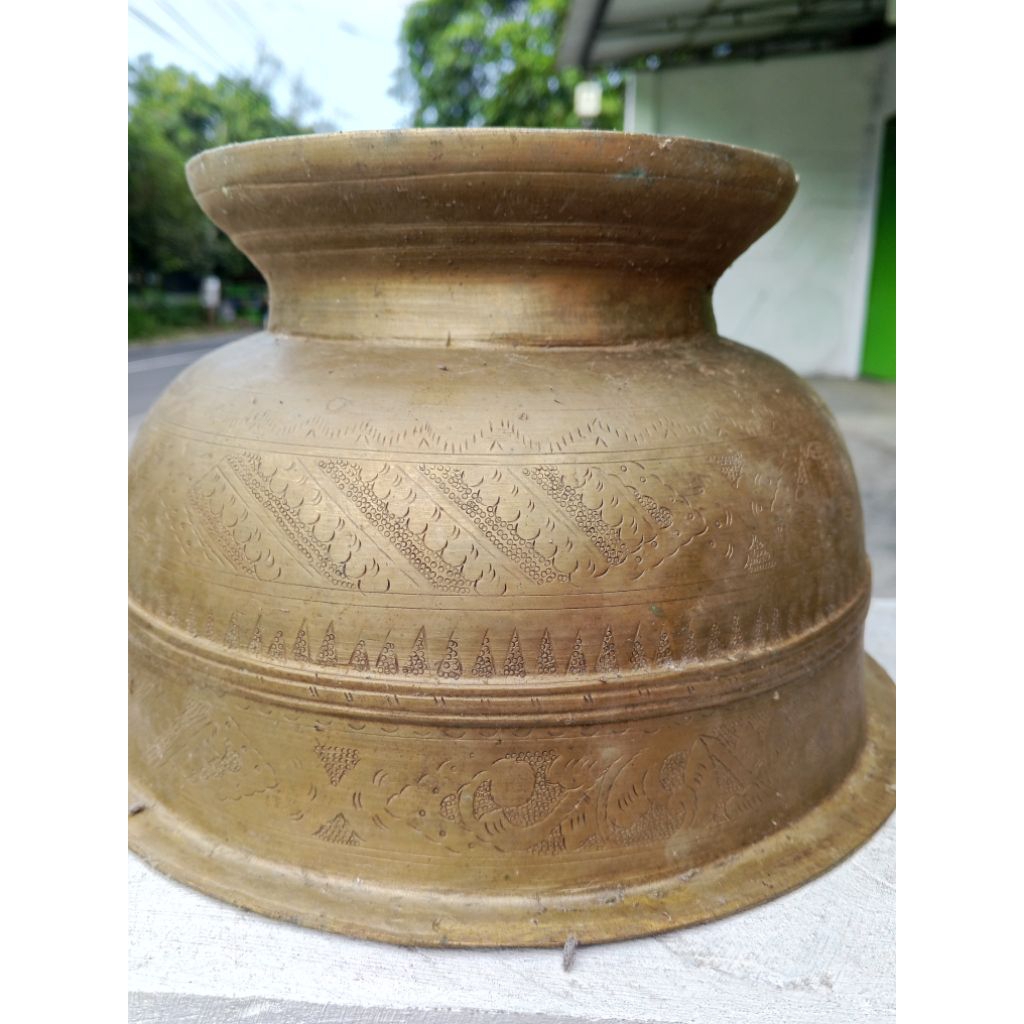 bokor kuningan asli jadul full ukir bt