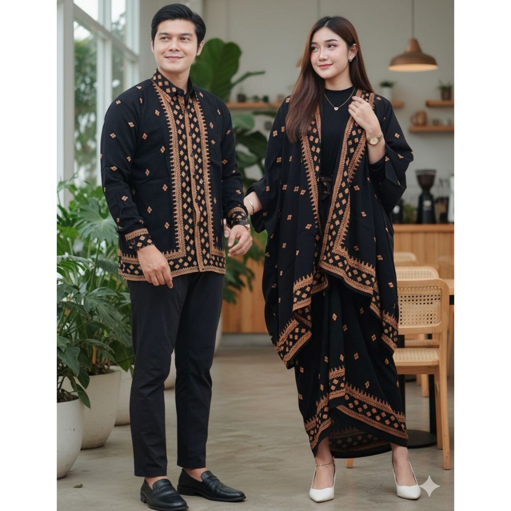 Rr Busana Official - Set Kebaya Couple Outfit Baju Kondangan One Set Batik Cardigan Outer Rok Lilit