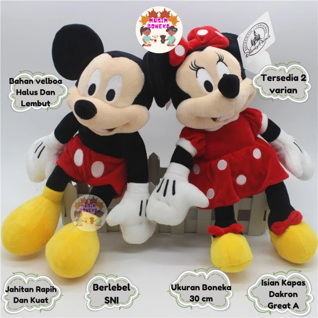 Boneka Miki Mini / Boneka Mickey Mouse Minnie Mouse Ukuran Kecil S 30cm Termurah dan terbaru