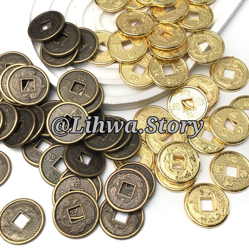 20PCS - KOIN CHINA PLASTIK 2.5CM/SET KOIN CINA KUNO/KOIN FENGSHUI/HIASAN KOIN IMLEK