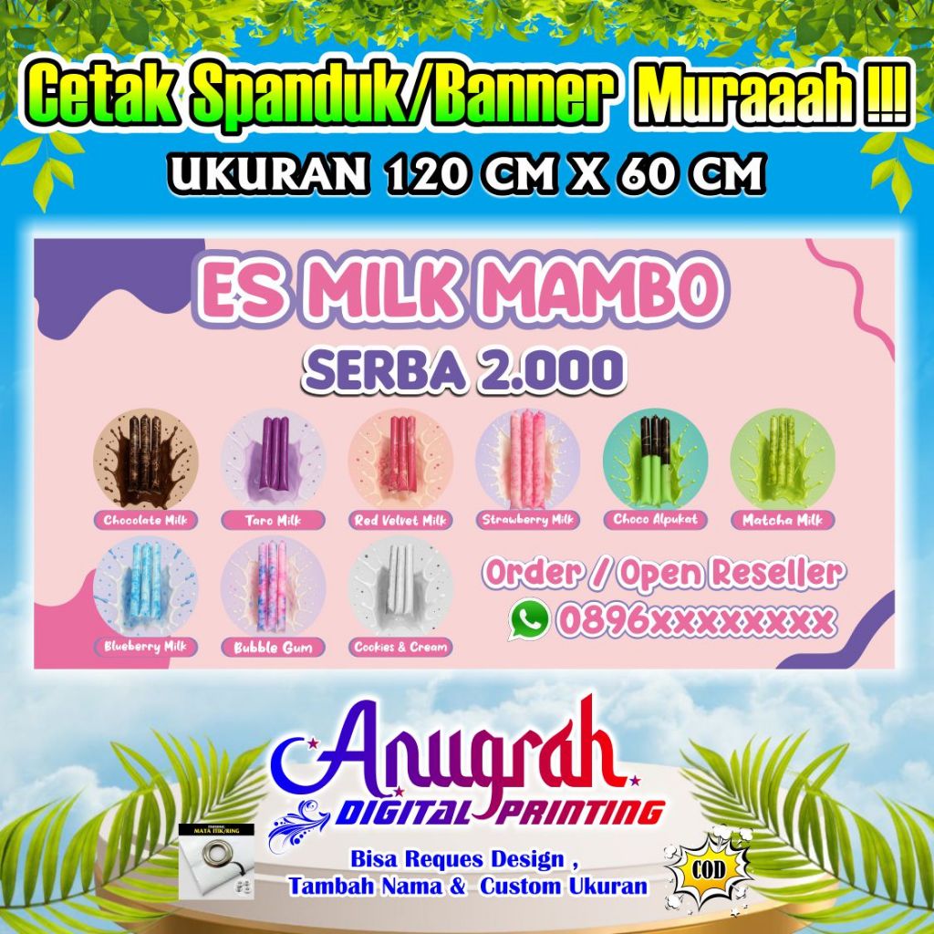 Spanduk Banner Es Mambo Viral Ukuran 100 cm x 50 cm