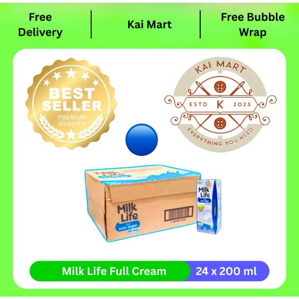 Susu UHT Milk Life Full Cream / Milk Life Plain 200ml 1 dus / 1 karton 200ml x 24pcs Milklife