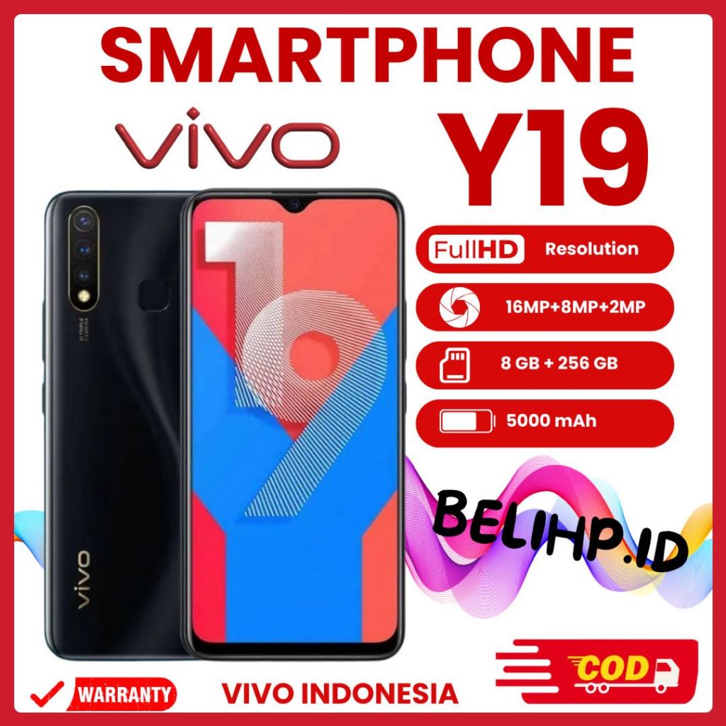 VIVO Y19 Ram 8/256GB  Smartphone 4G LET 6.53inches Dual SIM 20MP+13MP promo hp cuci gudang