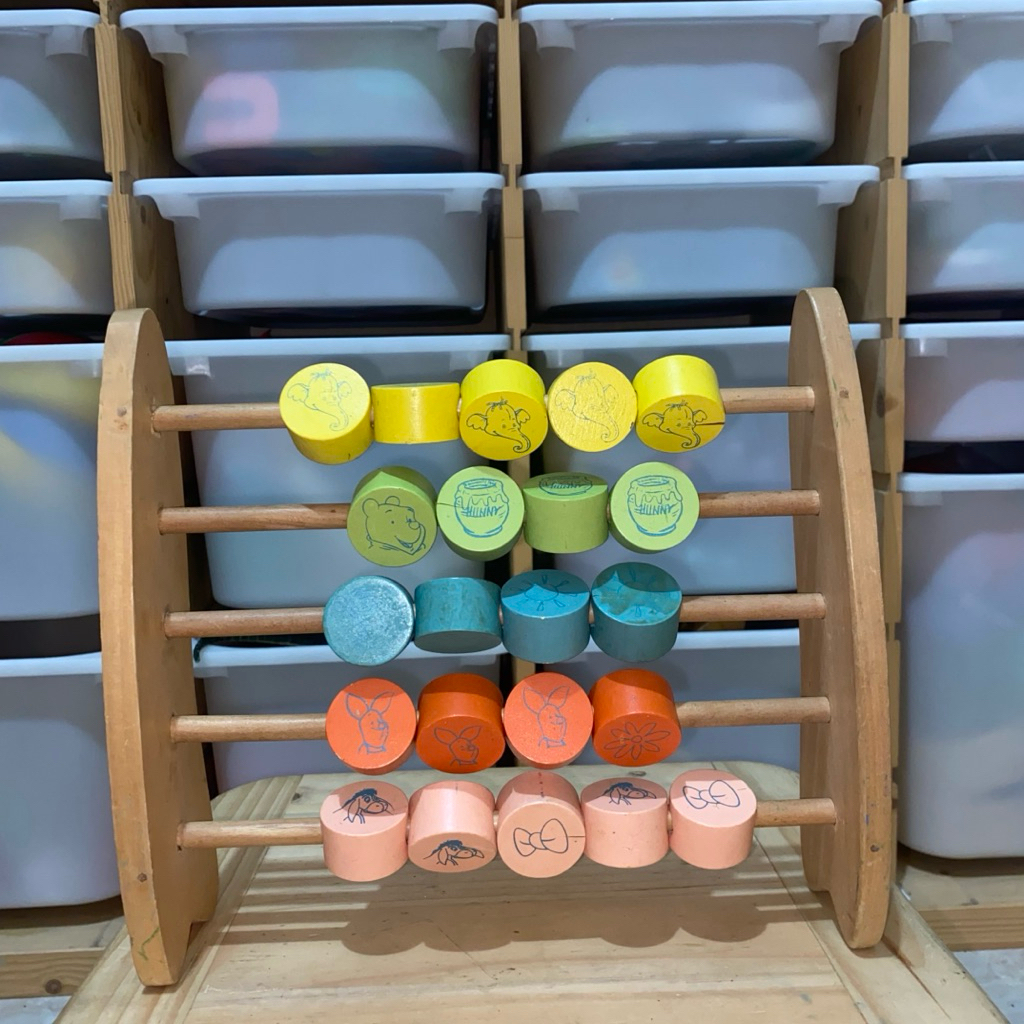Original Disney Pooh Wooden Abacus - Sempoa Berhitung Kayu Disney Pooh Original