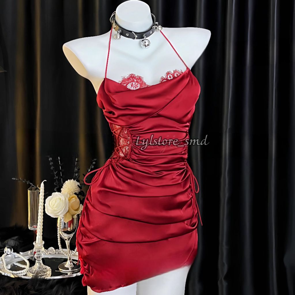 [ LYLSTORE_SMD ] Lingerie Baju Dinas Sexy Ready Samarinda bisa instant / bisa COD  Sista dress satin