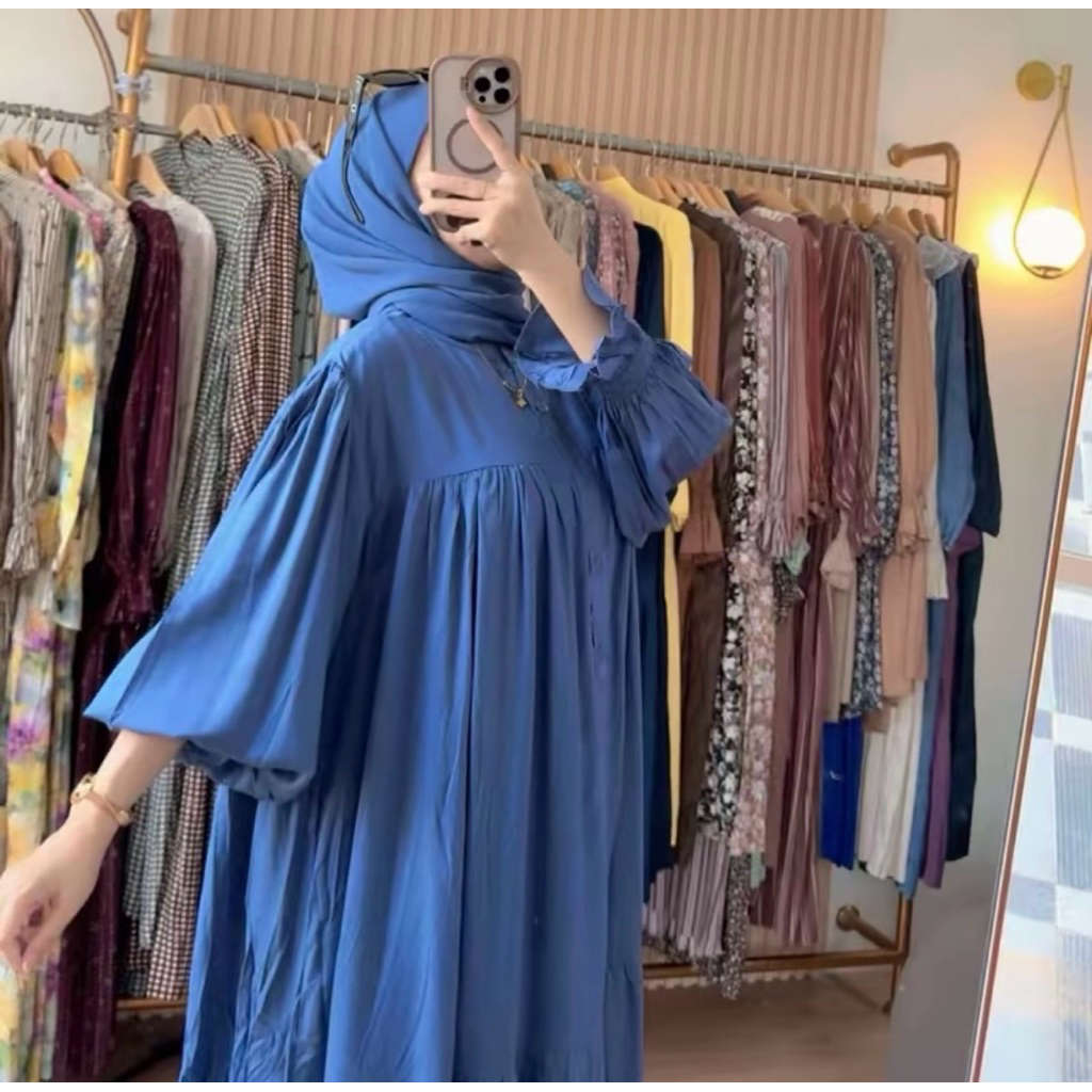 GAMIS DRESS LENGAN BALON LD 120 PREMIM JUMBO TERBARU