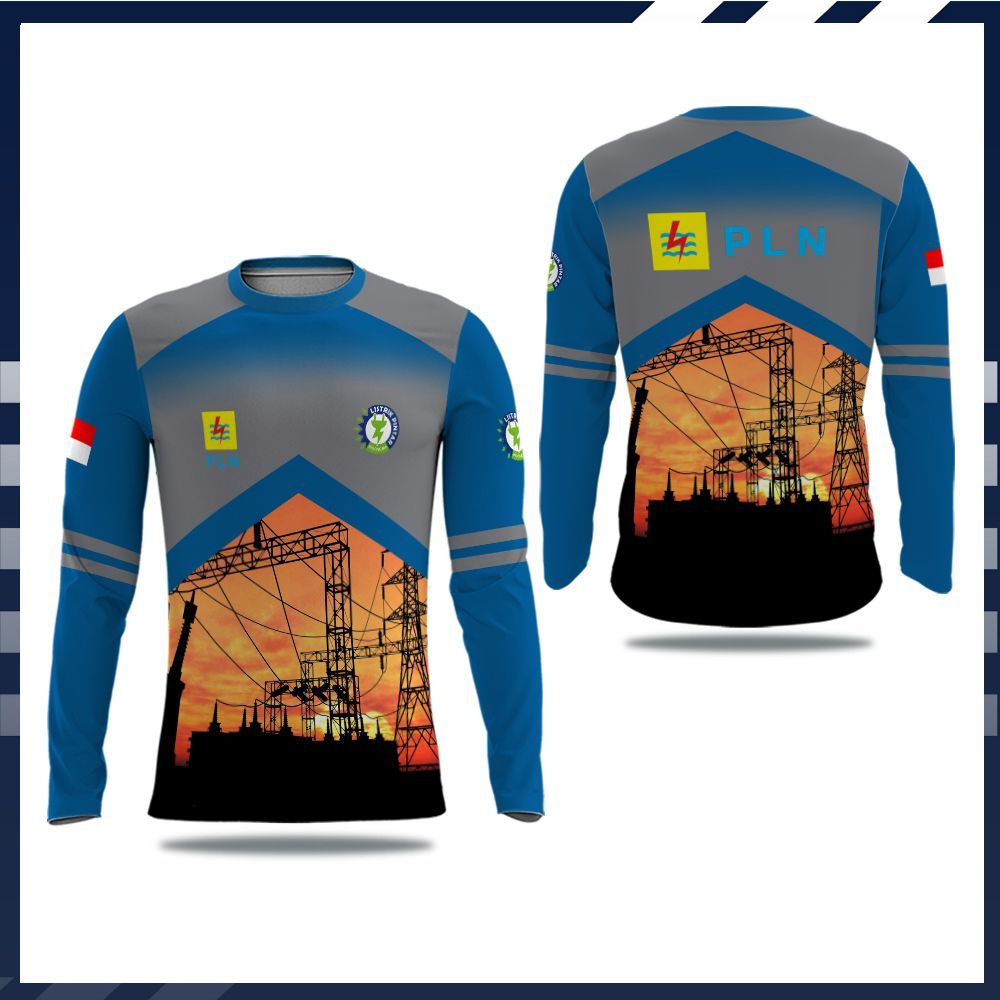 KAOS BAJU PRIA TANGAN PANJANG PLN PRINTINGT KEREN TERBARU