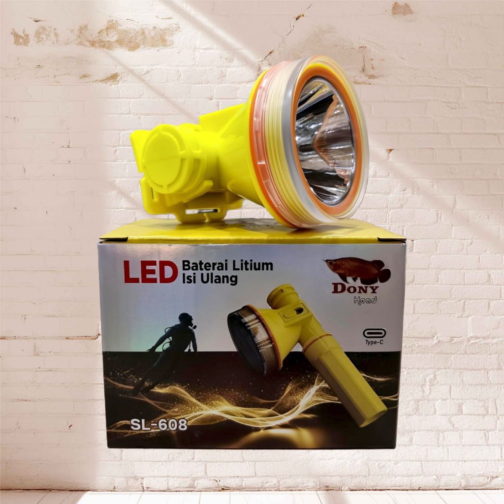 Dony Senter Kepala SL-608 20W Amfibia 2 in 1  | Kemasan Baru | Cahaya Putih / Kuning | HeadLamp 20 W