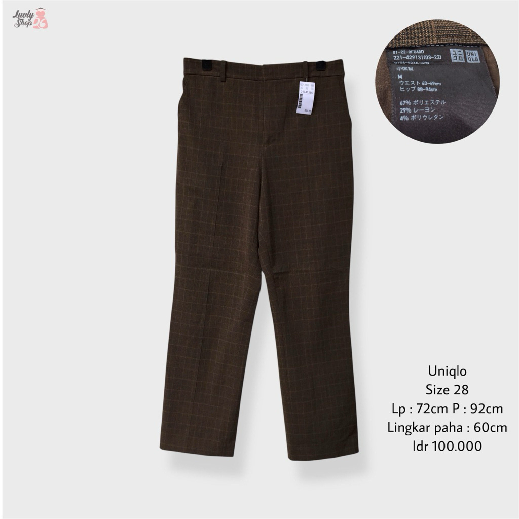 uniqlo celana kerja tartan ankle pants
