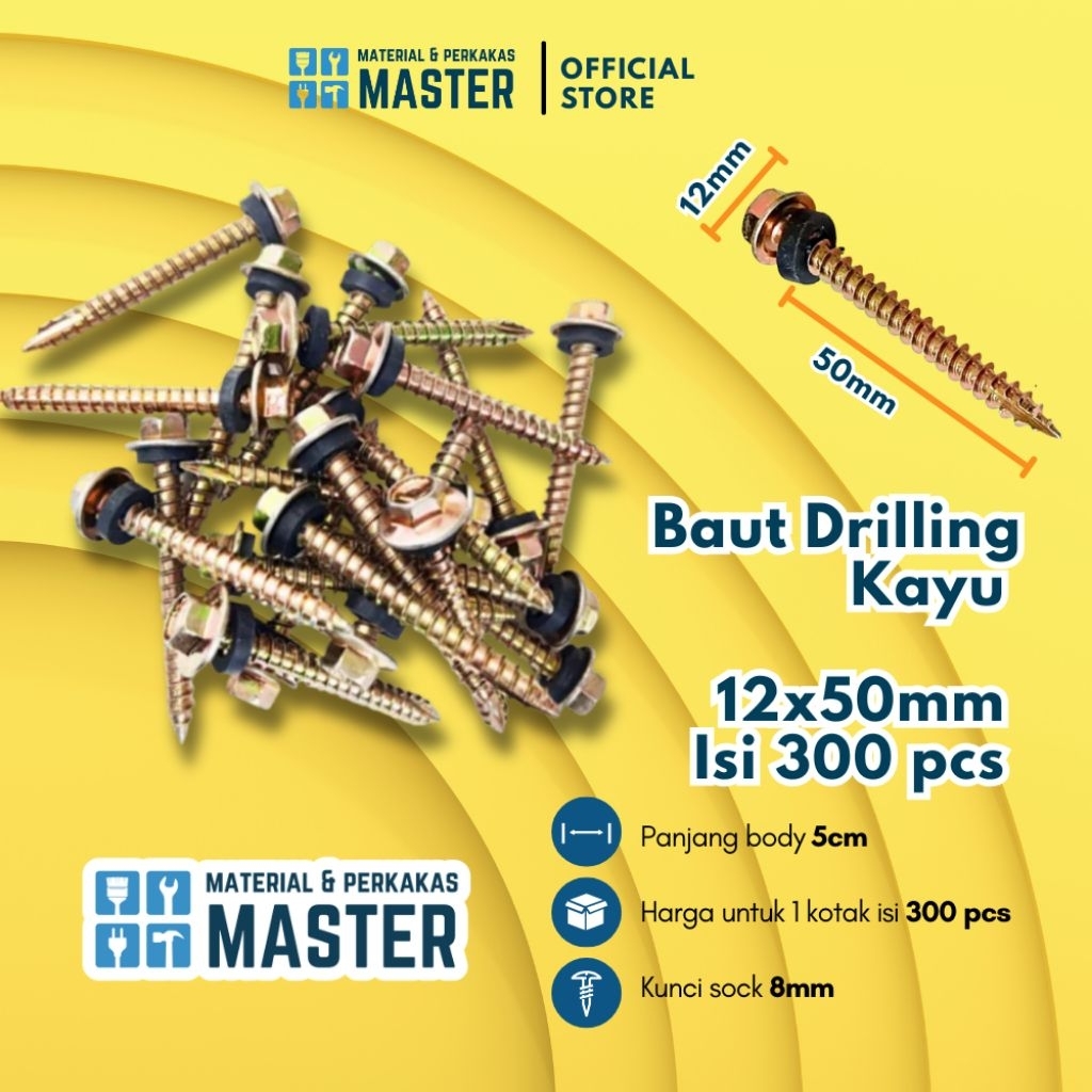 Baut Driling Kayu 12x50mm isi 300pcs