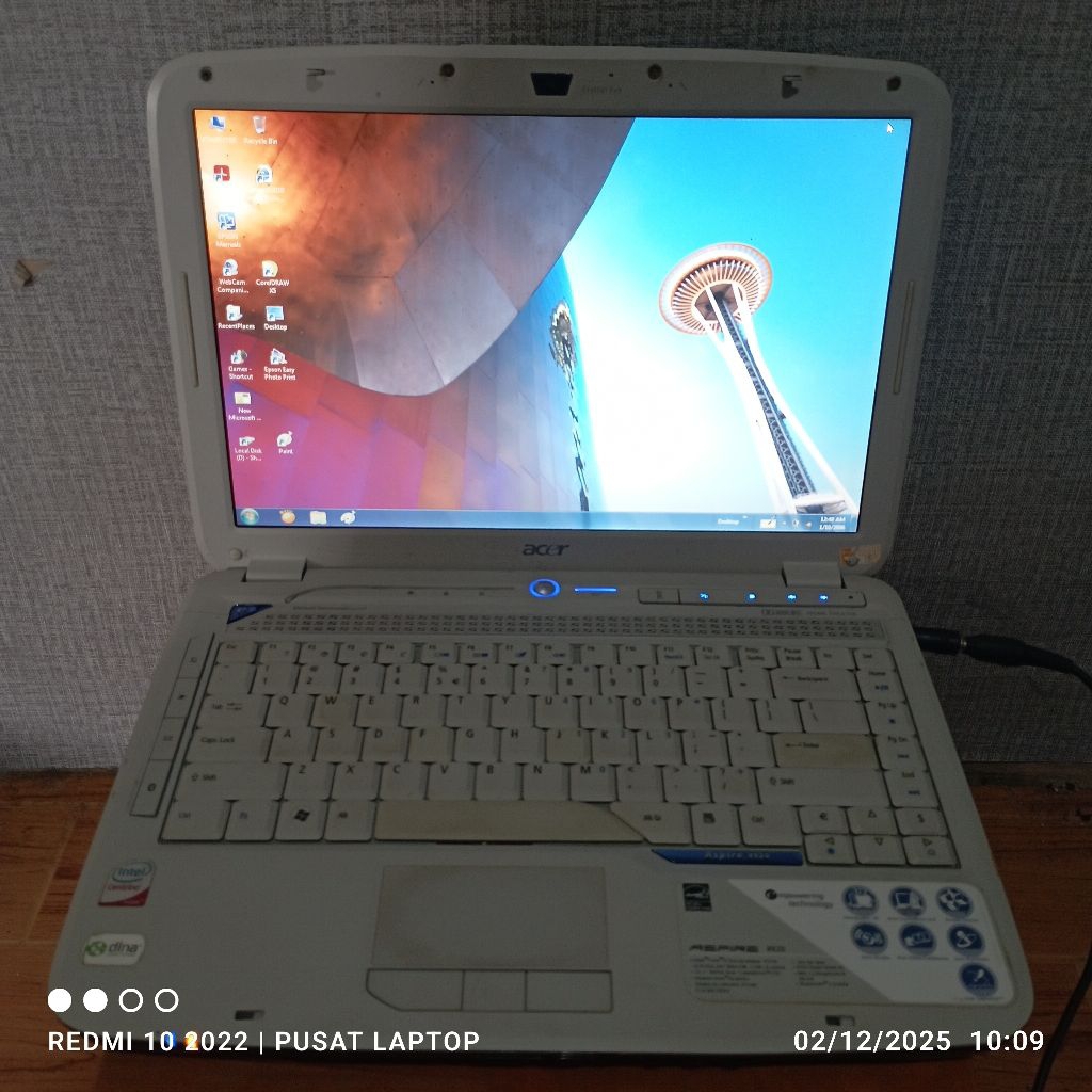 Laptop Acer Aspire 4920 series windows 7 prosesor Intel coreTM 2 Duo Lcd14in Mesin Normal tested Cas