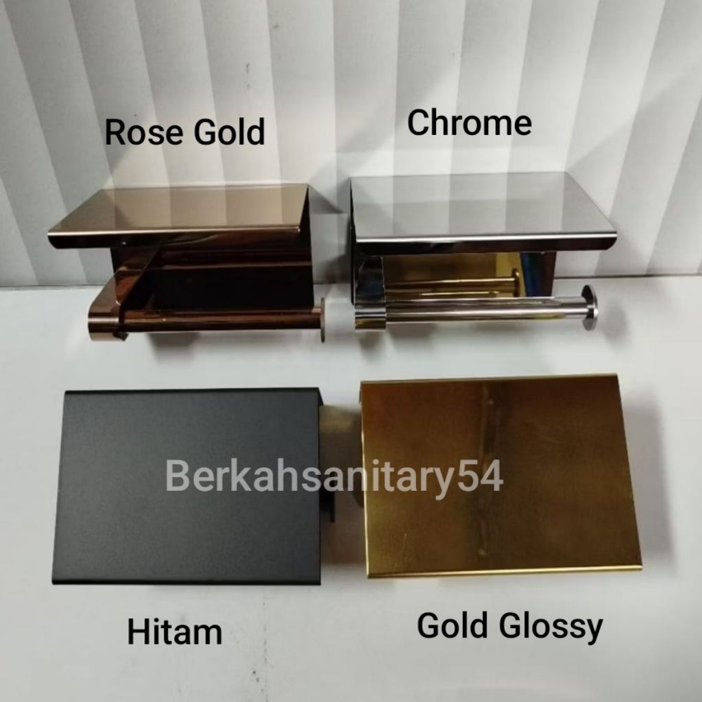 Tempat Tisu Toilet Gold/Rose Gold/Chrome/Hitam Stainless Sus 304/Tempat Tisu Roll/Tempat Tisu Gulung