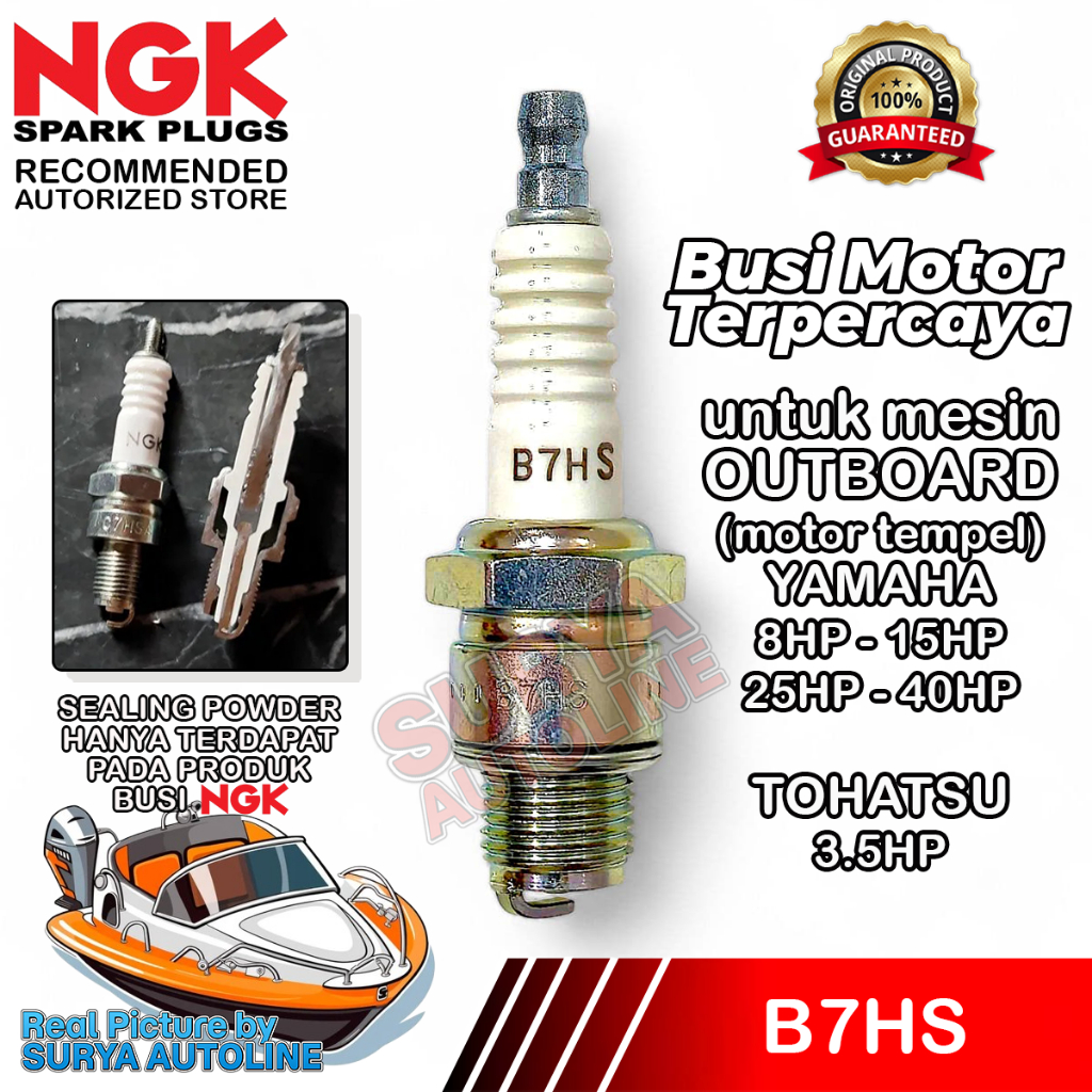 BUSI MOTOR TEMPEL OUTBOARD NGK ORIGINAL STANDARD B7HS UNTUK YAMAHA 8HP 15HP 25HP 40HP TOHATSU 3.5HP 