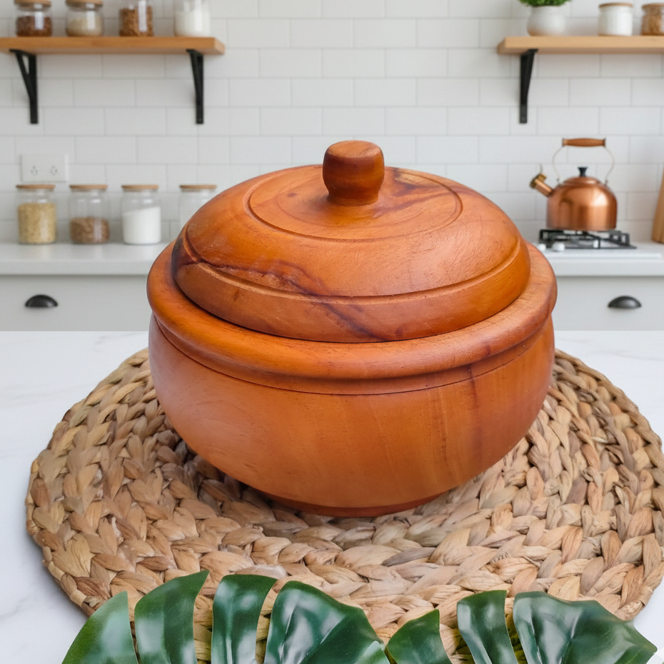 MANGKOK SAYUR PLUS TUTUP KAYU MAHONI / MANGKOK KAYU / WADAH SAYUR