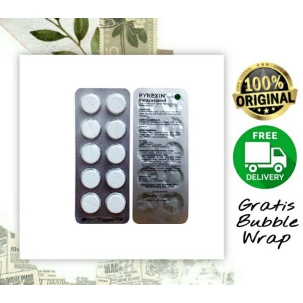 Pyrexin Tablet isi 10 tablet bulat Paracetamol 500 mg Obat Penurun Panas Demam Pereda Nyeri