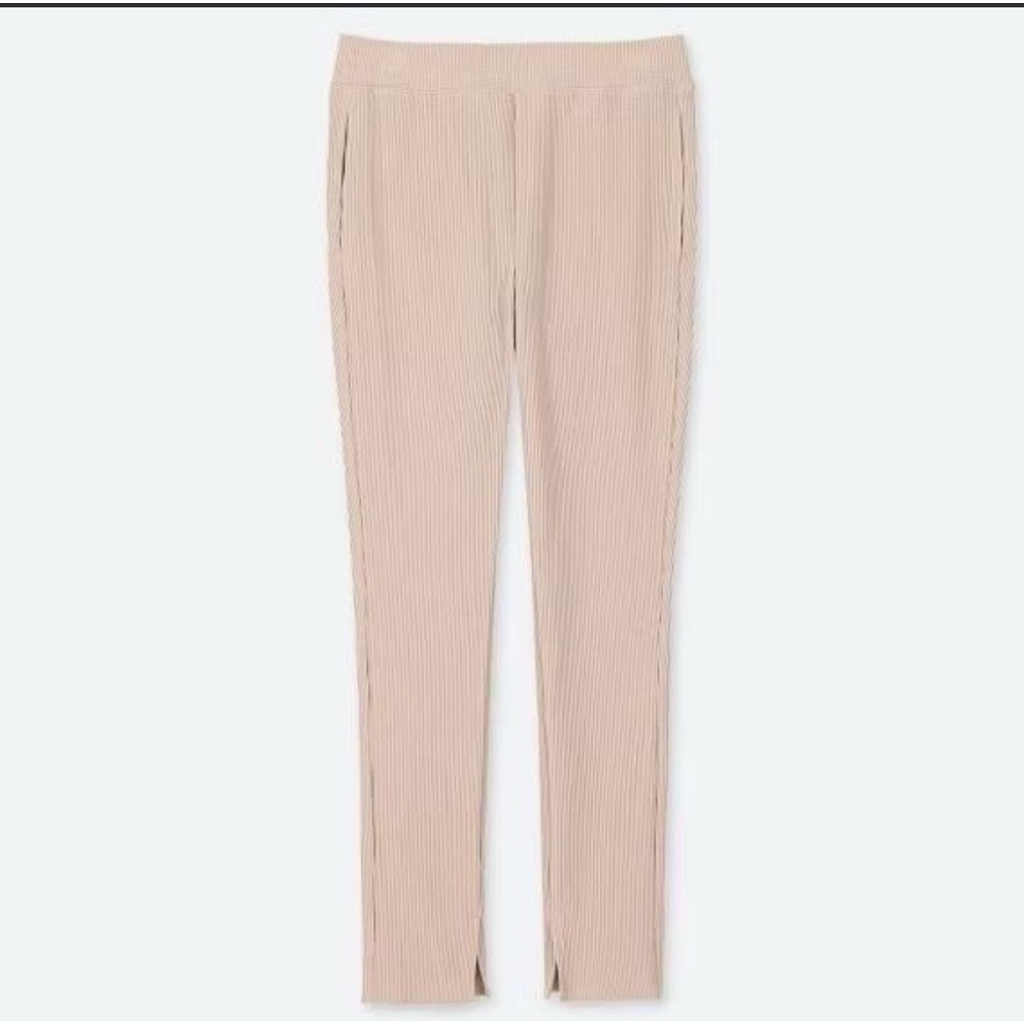 celana uniqlo ribbed legging pants soft knit size S
