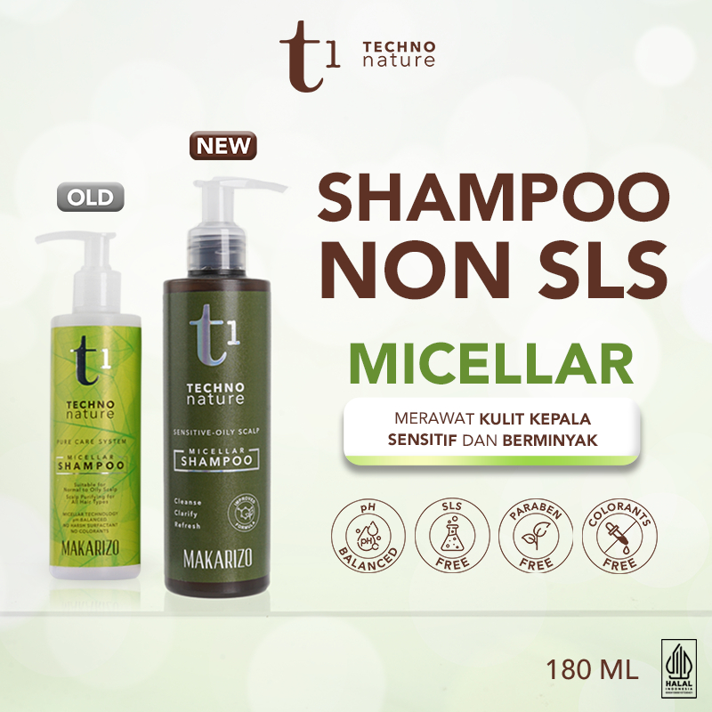 Makarizo T1 Techno Nature Micellar Shampoo 180 mL - Shampo Bebas Sulfat / Sampo / Gentle Shampoo / P
