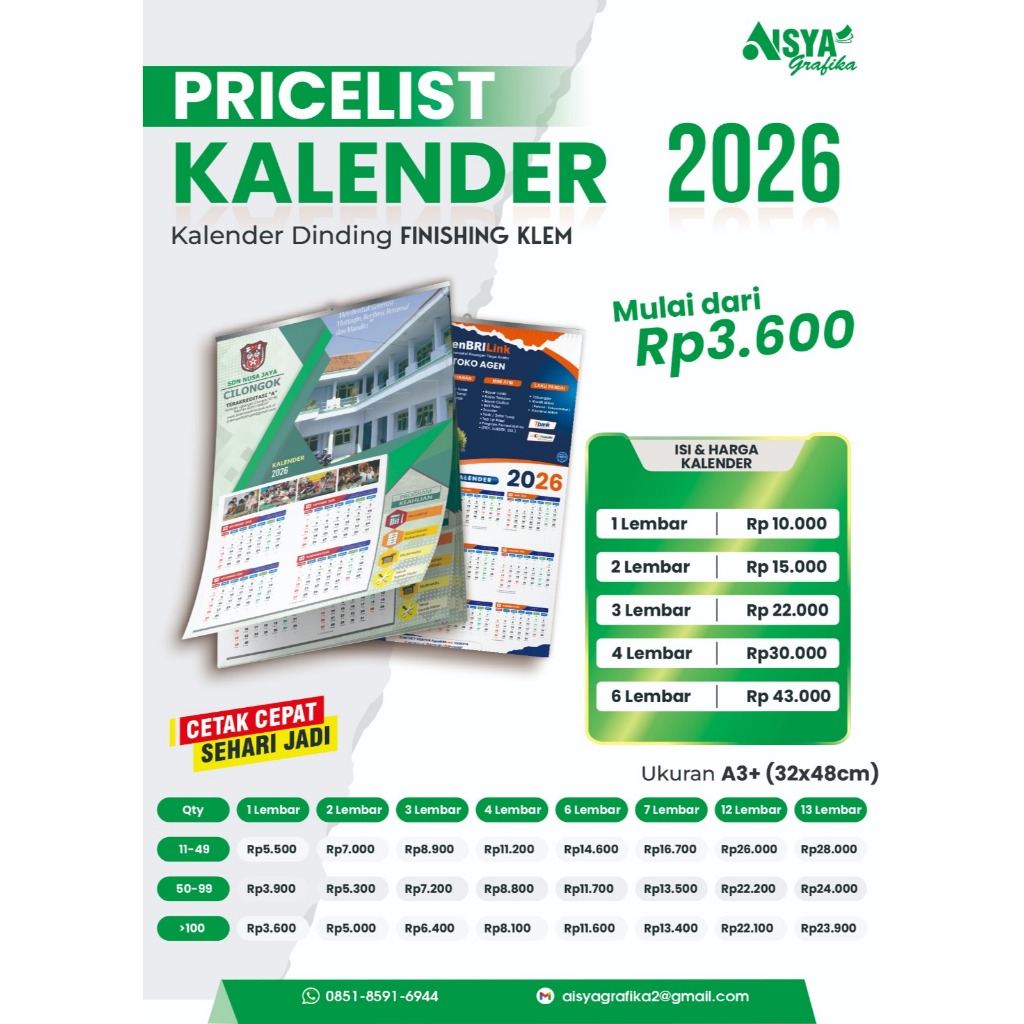 KALENDER 2026 TERBARU | KALENDER KELUARGA | KALENDER ANAK | CETAK KALENDER MURAH