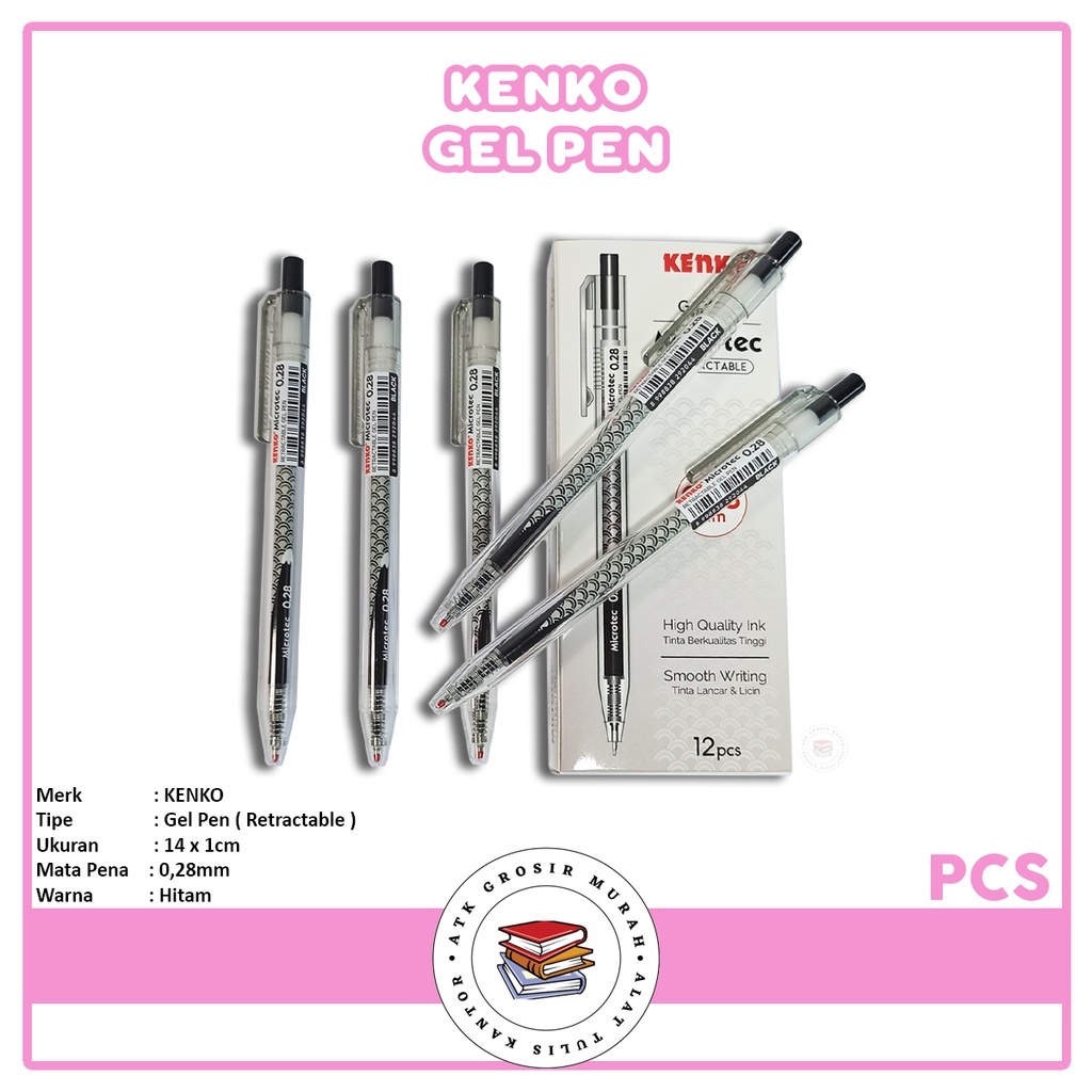 KENKO - Gel Pen Microtec 0.28mm Black - Pcs