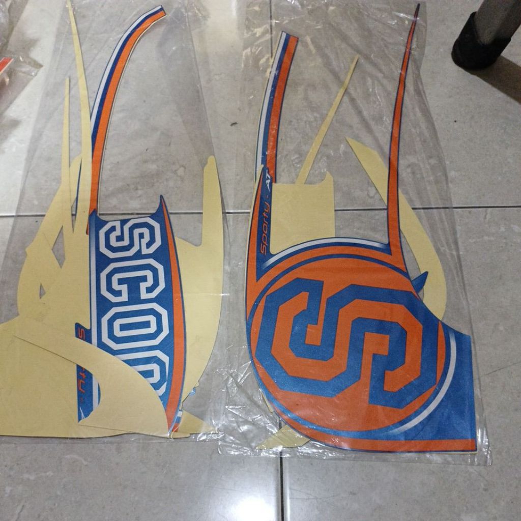 striping stiker les body Honda Scoopy sporty 2014 biru bahan original