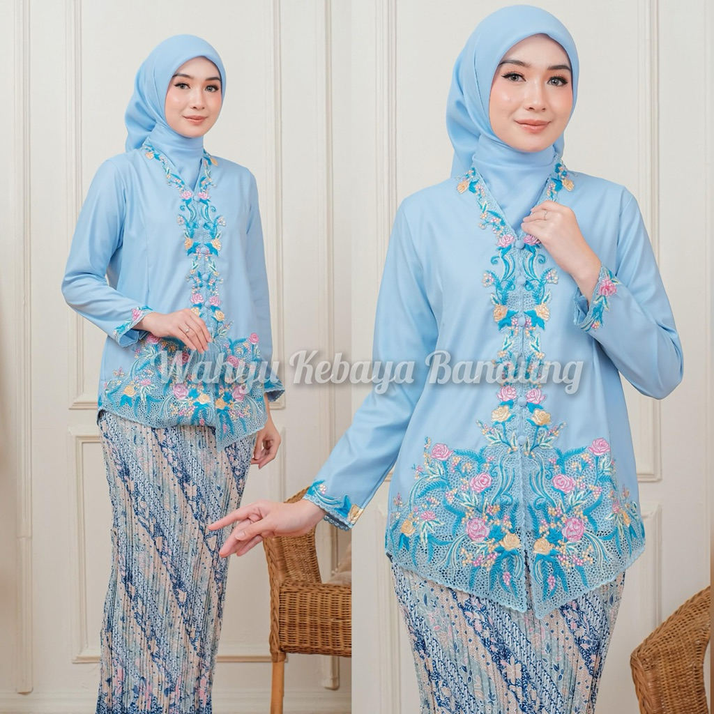 Kebaya Encim Bordir Mewah Seragaman Kerja Sekolah