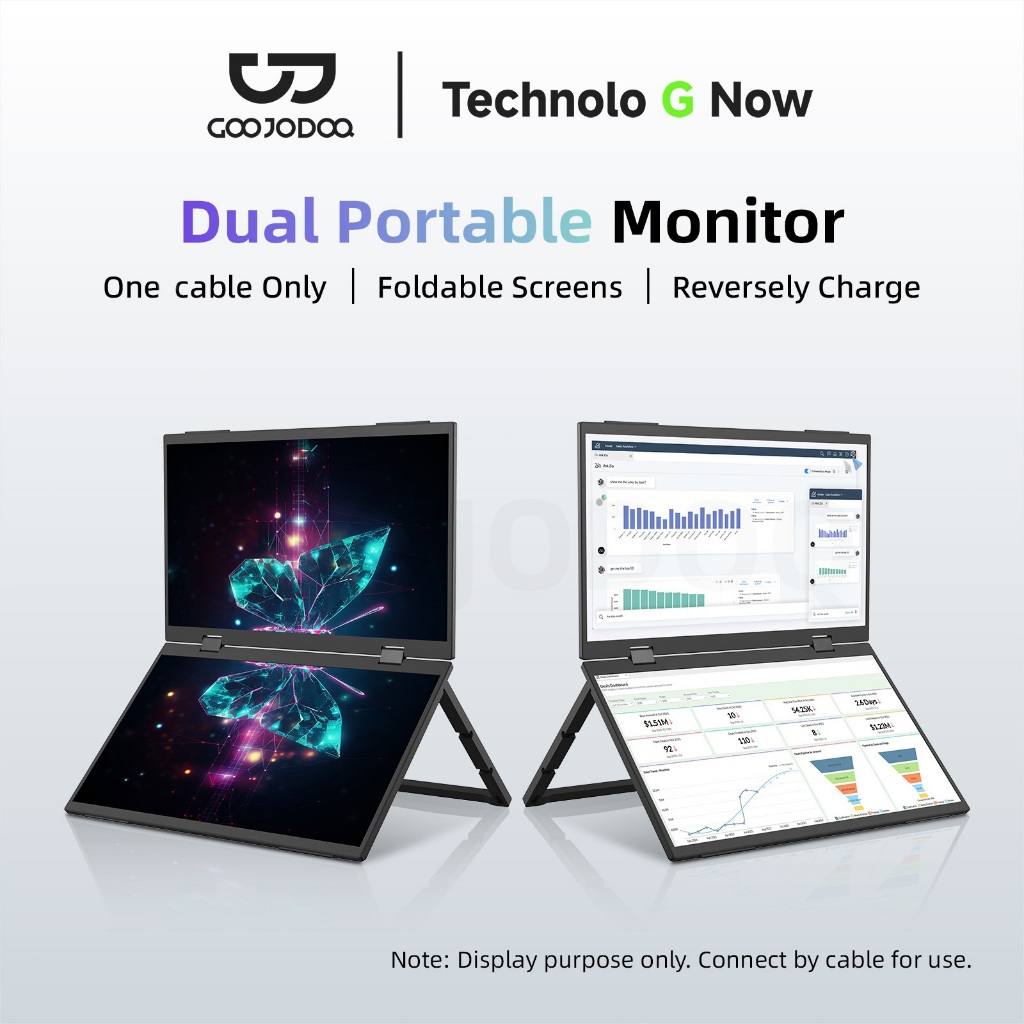 Goojodoq 15.4 inch dual-screen Monitor Foldable 315 degrees Portable 16:9 IPS FHD Display Portable w