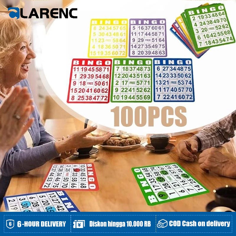 100pcs/set Kartu Bingo Lengkap Besar Bingo Card 5 Warna Bingo Set