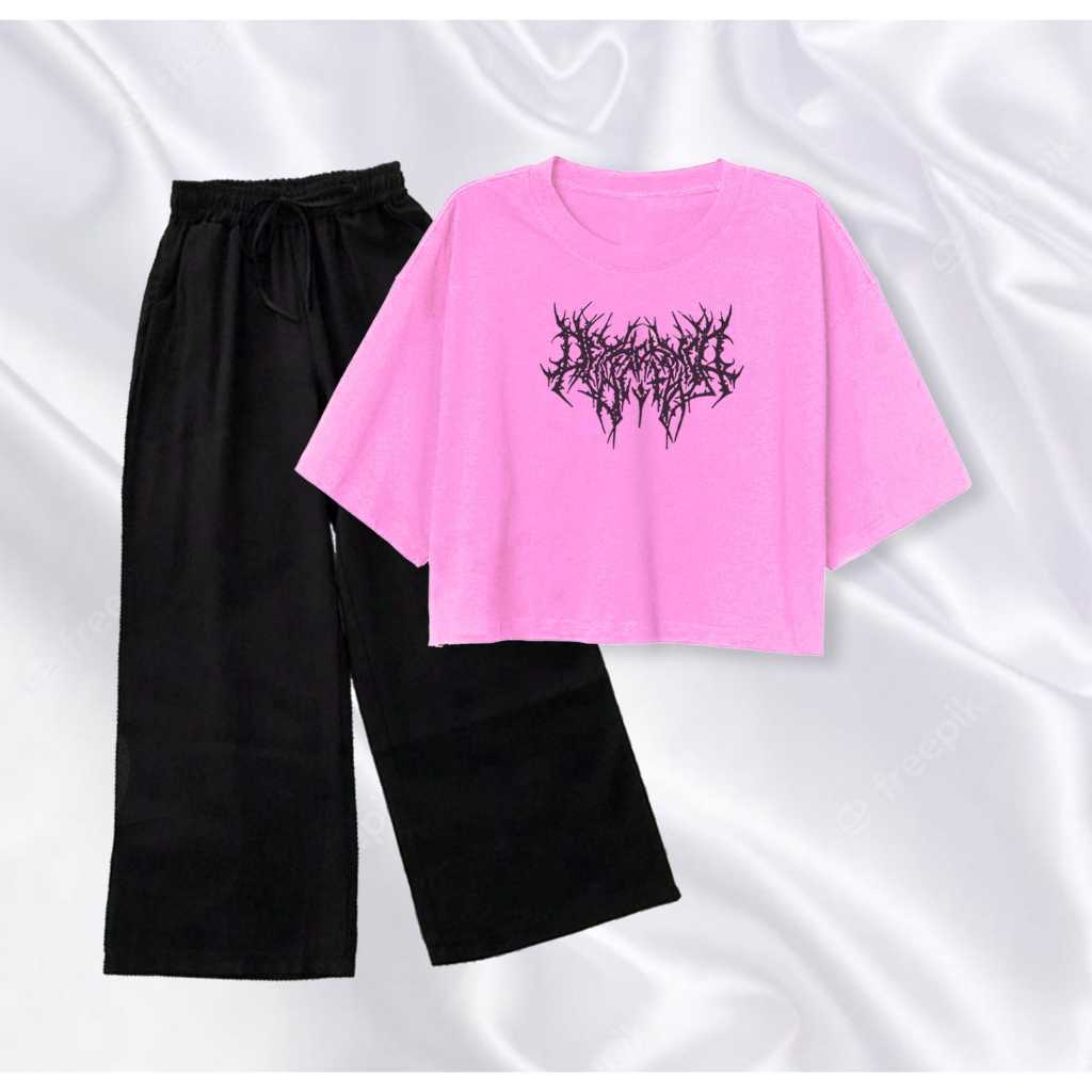 SETELAN CROP OVERSIZE HARAJUKU CELANA KULOT MURAH