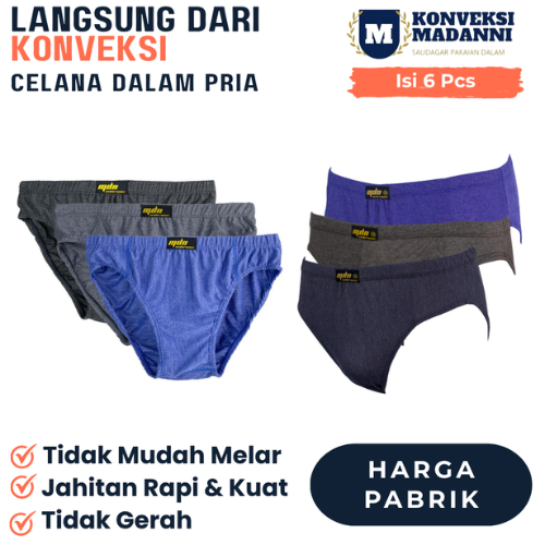 ISI 6 PCS CELANA DALAM PRIA PREMIUM DEWASA LANGSUNG DARI KONVEKSI