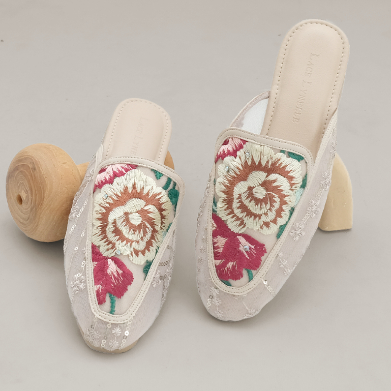 LACE LYNELLE MULES ROSE