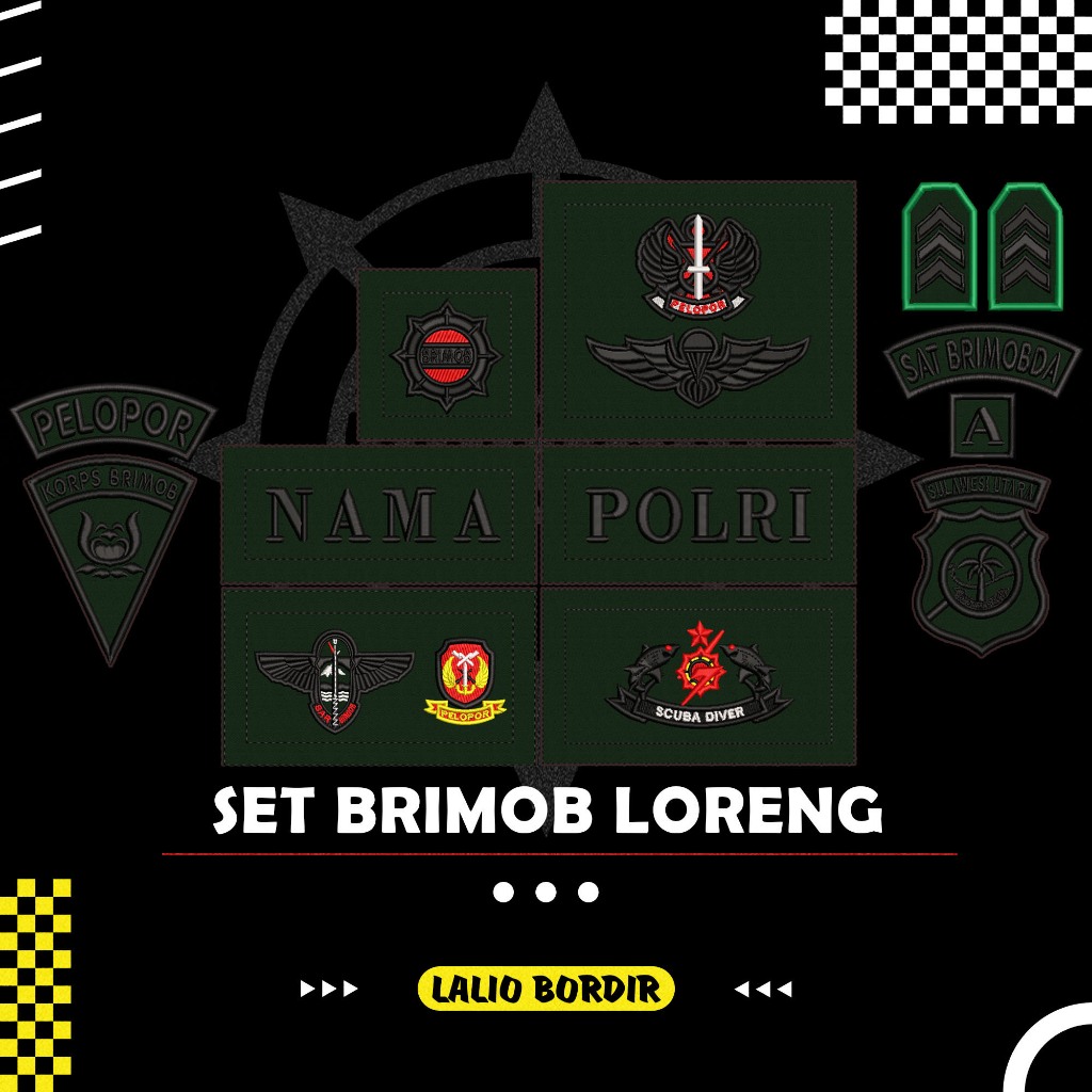 BORDIR SET BRIMOB PDL LORENG TIMBUL BAHAN JATAH PEMBAGIAN TERBARU HALUS