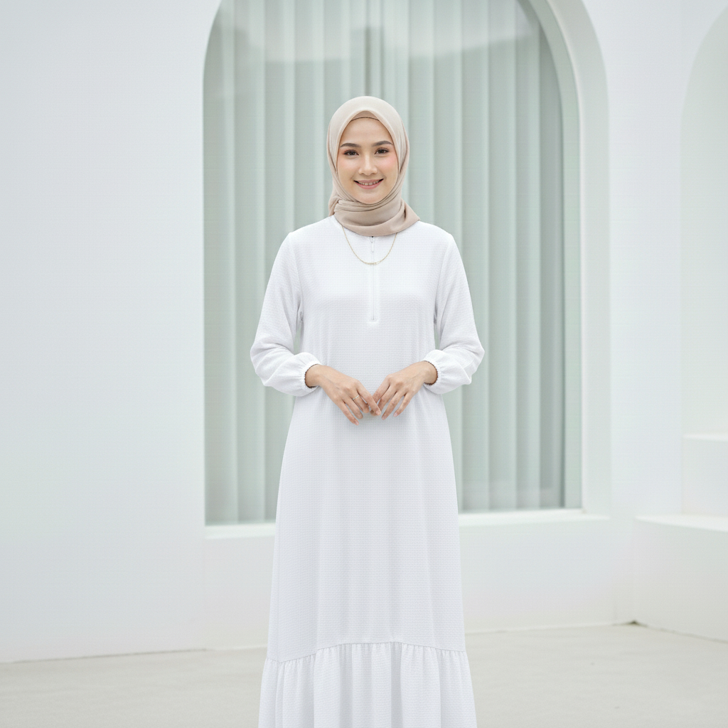 Dress Isyana Miulan Gamis Airflow Crinkle Anti Kusut simpel elegan 2026
