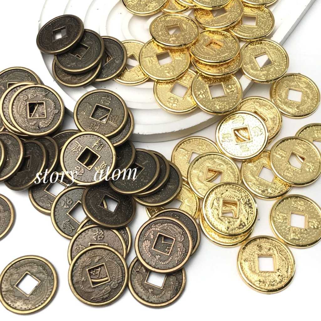 20PCS - KOIN CHINA PLASTIK 2.5CM/SET KOIN CINA KUNO/KOIN FENGSHUI/HIASAN KOIN IMLEK