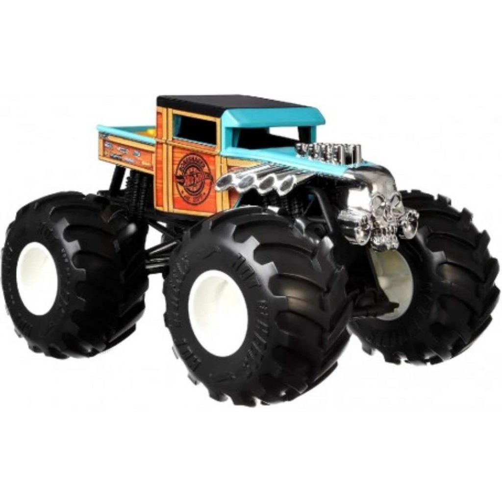 Hot Wheels Monster Trucks Skala 1:24 Bone Shaker Vehicle untuk Anak Usia 3 4 5 6 7 8 Tahun Mainan Tr