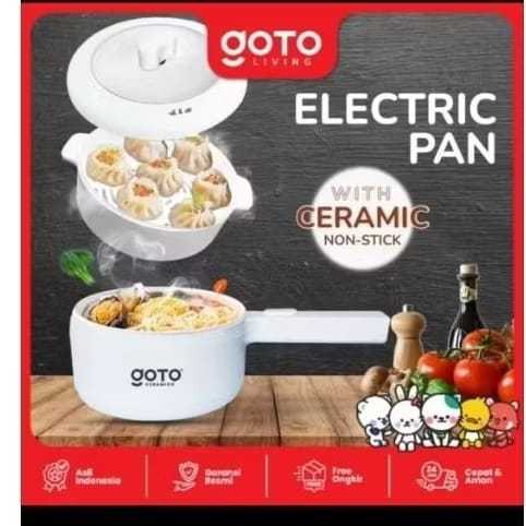 GOTO Ceramico Panci Listrik Panci Listrik Fry pan Electric Keramik Serbaguna 1,8 Liter