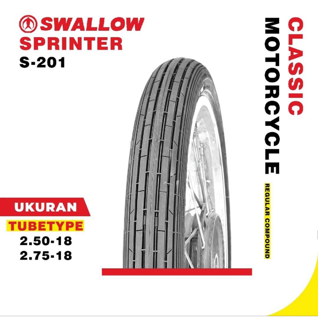 Ban Luar Tubetype Ring 18 250-18. 275-18. Tipe Sprinter Merk Swallo