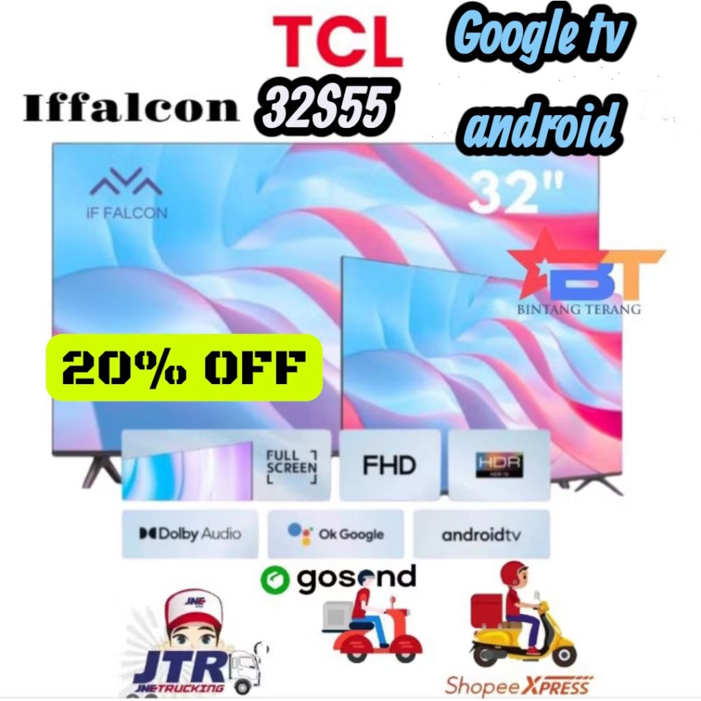 PROMOLED TV TCL IFFALCON 32INCH  SMART GOOGLE TV  ANDROID 14 YOUTUBE NETFLIX/WIFI