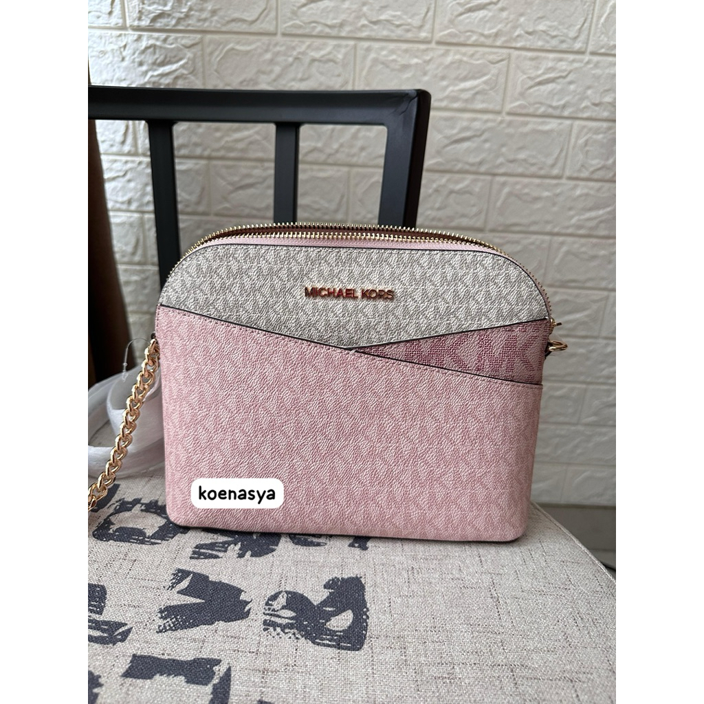 baru tas wanita selempang michaelkorsoriginal mk bag jet set travel md dome crossbody powder blush p