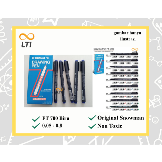 [ PCS ] Drawing Pen Snowman FT 700 Warna Biru - HEMAT