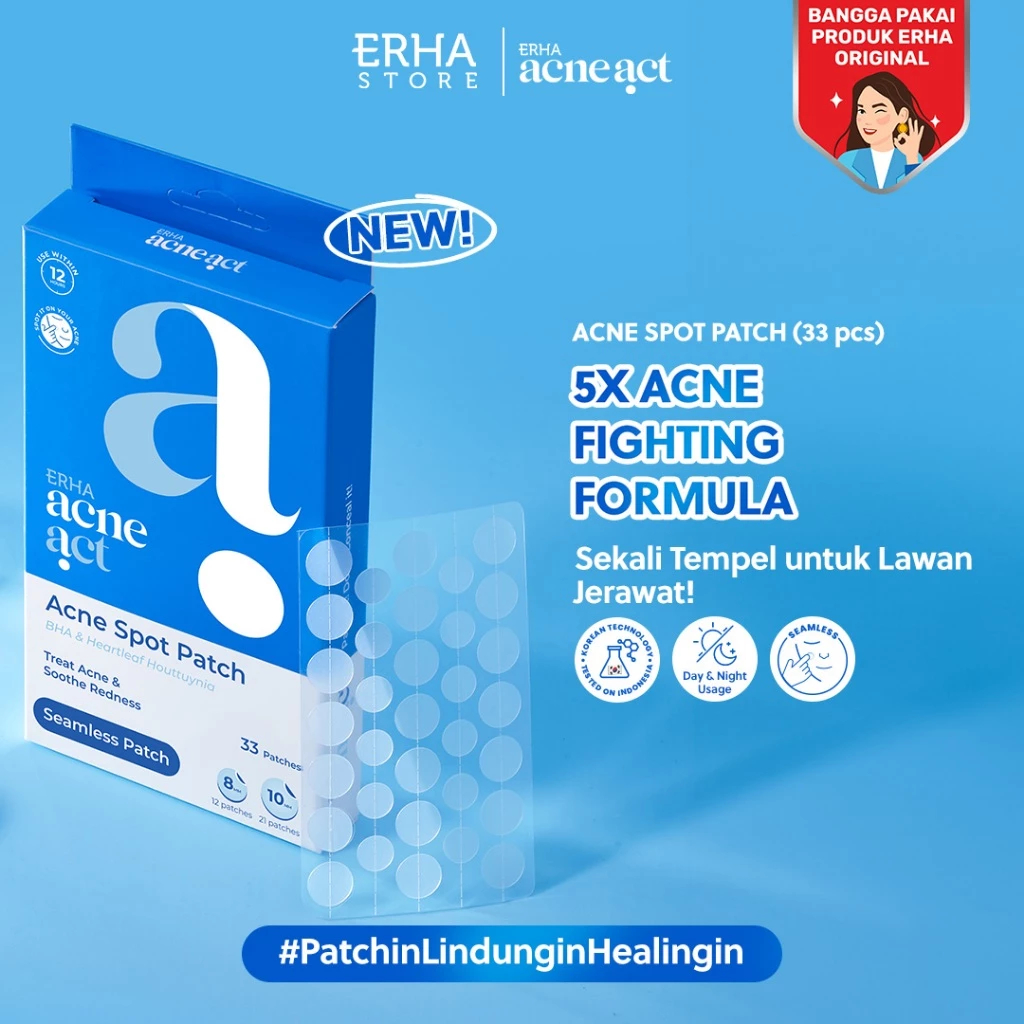 [BEST SELLER] ERHA Acneact Acne Spot Patch Hydrocolloid Korea 33 Pcs |  Jerawat Merah Mendem Tanpa B
