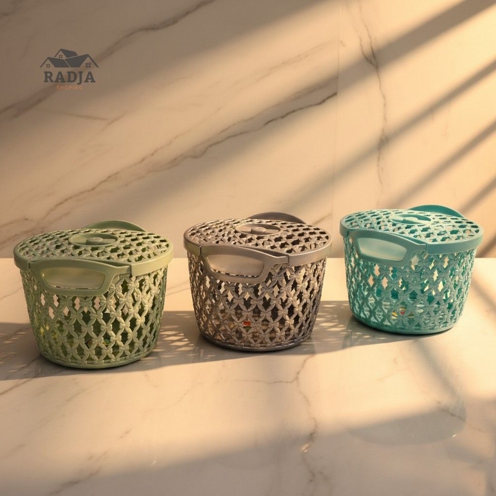 Keranjang Plastik Kecil Serbaguna Dengan Tutup / Keranjang Toples