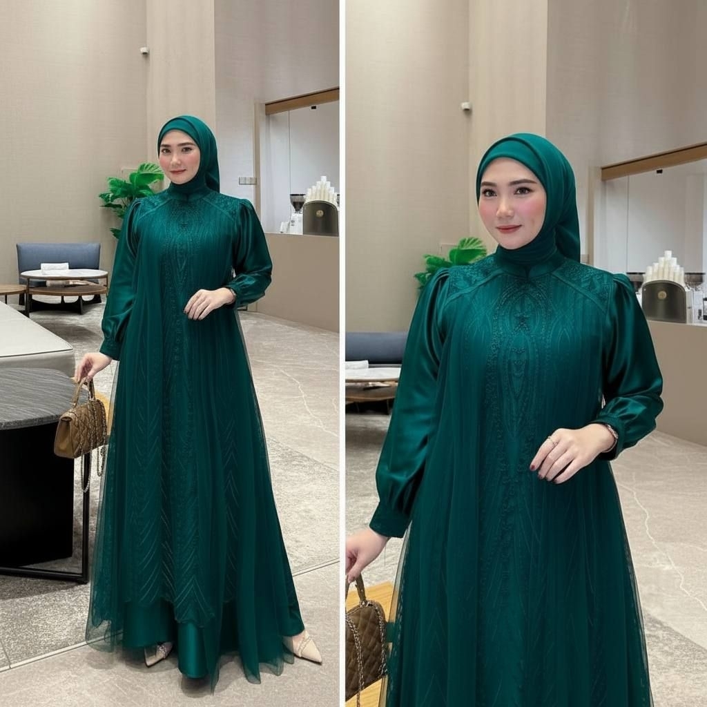 Dress payet_tile brokat_Leya dress_bahan tile brukat mix maxmara silky