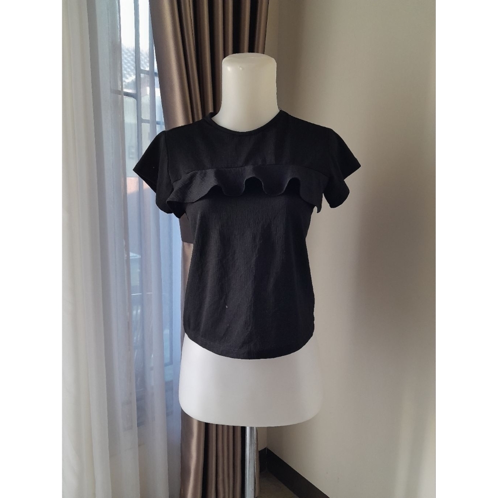 Black Top, Blouse Hitam Pekat, Atasan Anak, Blouse Remaja