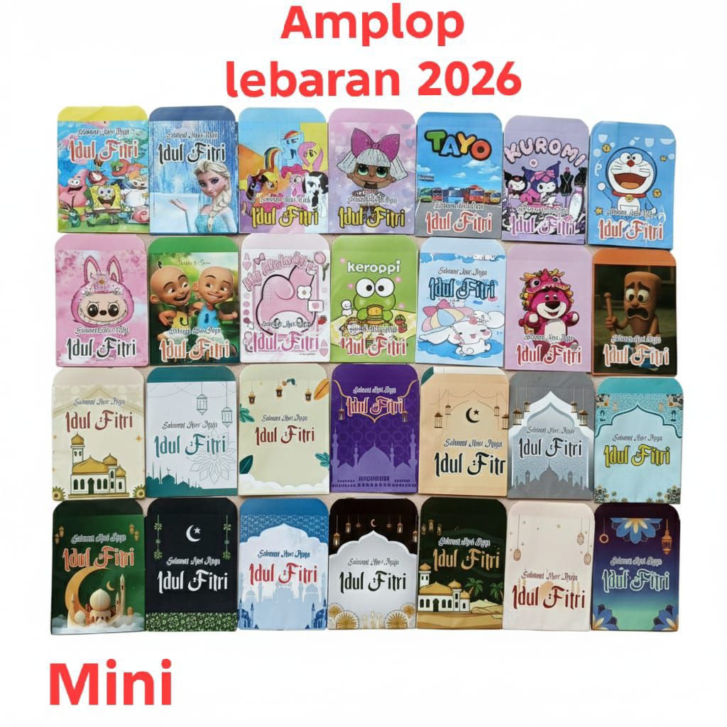 MINI Amplop Lebaran Mini Glossy Sudah Di lem 1 pack / 8 lembar