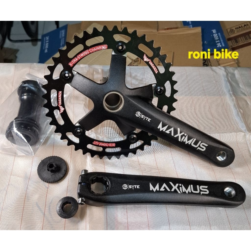 Crankset SYTE RECON - MAXIMUS crank bmx Ht2 44T untuk Bmx, fixie, folding, gravel