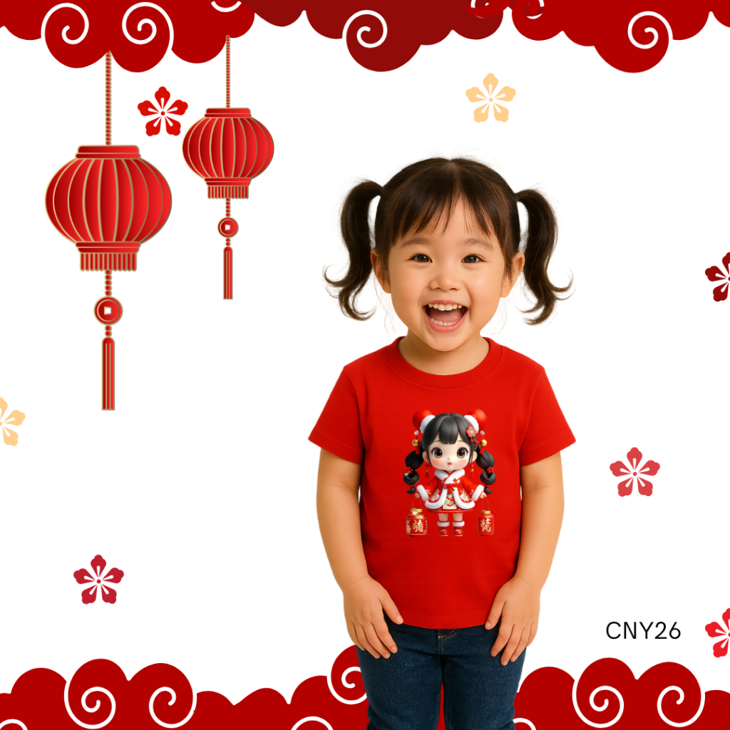 AM27 Baju Imlek Anak Perempuan 1-12 tahun CNY Shio Kuda 2026
