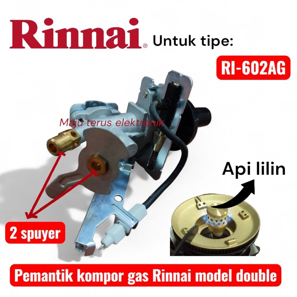 Pemantik kompor gas Rinnai RI-602AG Double Spuyer dengan api lilin