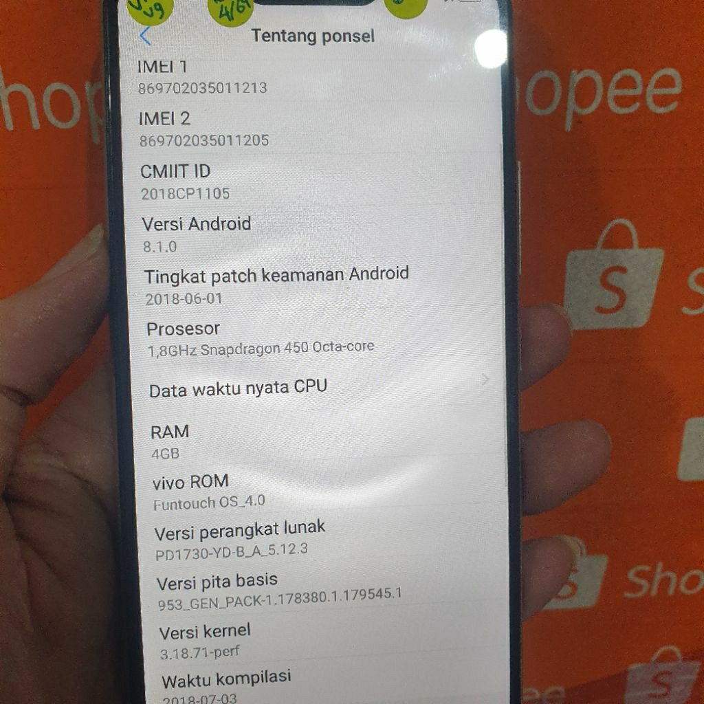 vivo v9 ram 4 lcd original minus dikit